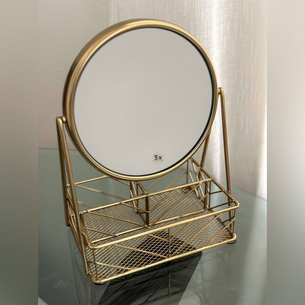 Antique Gold Vanity Mirror with Storage